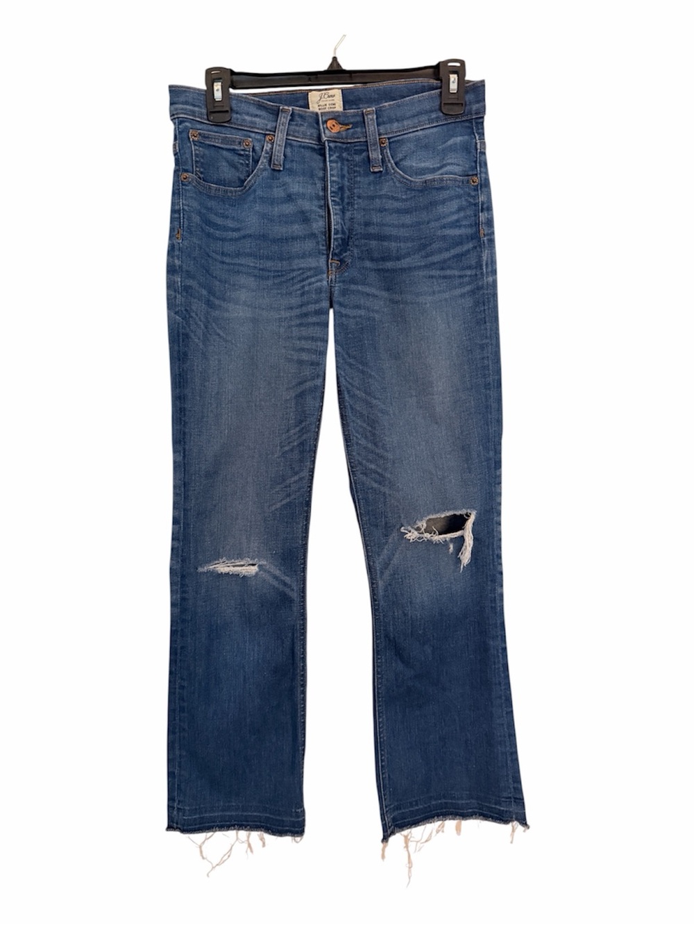 J. CREW 28 Ripped Raw Hem Billie Demi Boot Crop Jeans